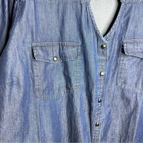 Ashley Stewart Denim Cut Out Blouse - Picture 3 of 8